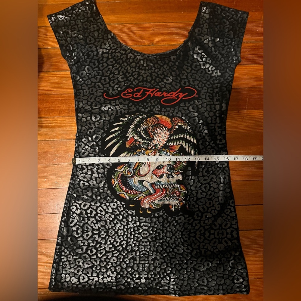 Rare vintage Ed Hardy mini dress. Label missing ; see measurements. Perfect cond - Picture 4 of 5